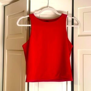 M Express Body Contour High Compression High Neck Cropped Tank in red